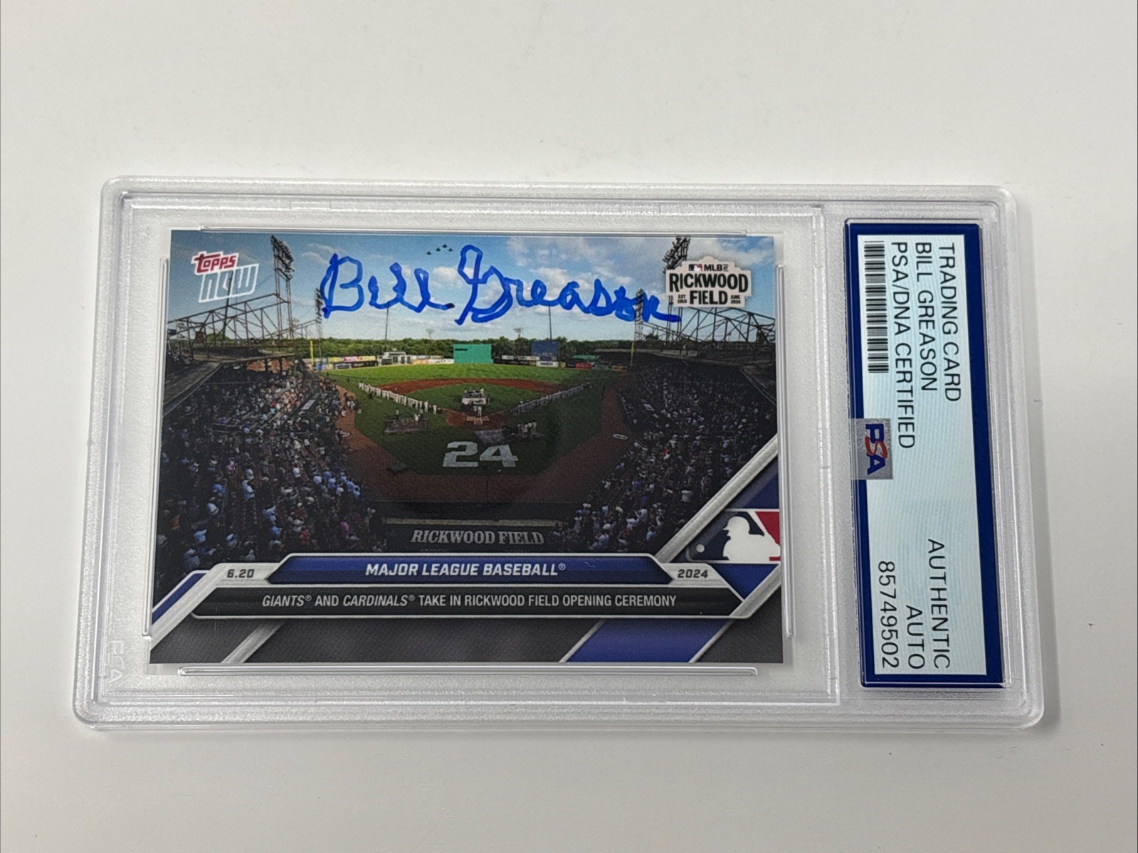 Bill Greason SIGNED 2024 Topps Now #320 Rickwood Field MLB Negro League Auto PSA