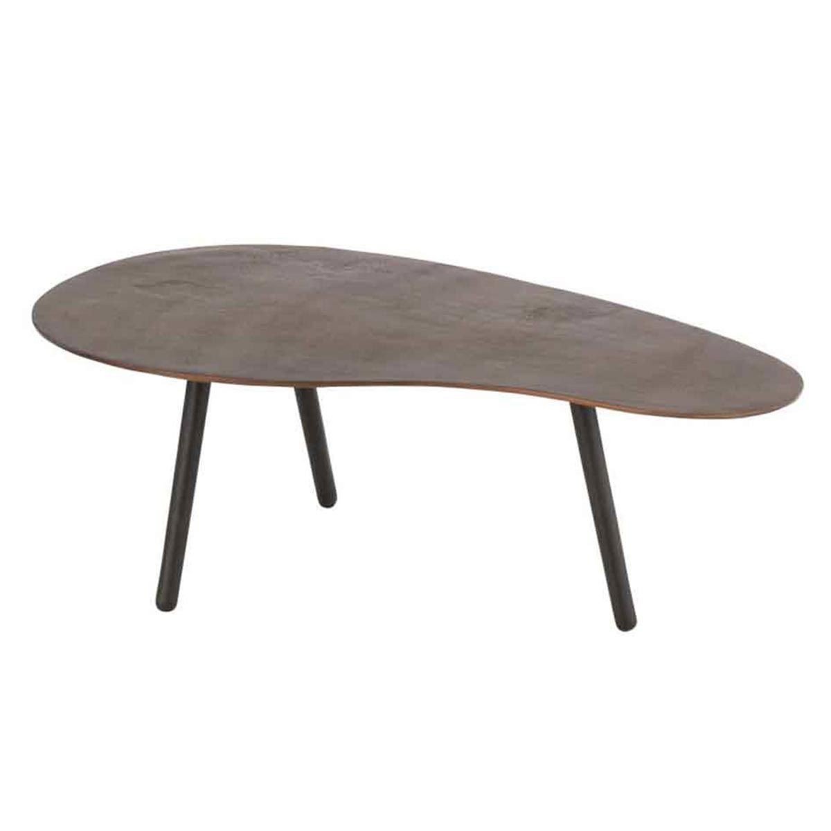 Table basse design Goutte 89cm marron pour vos apéritifs