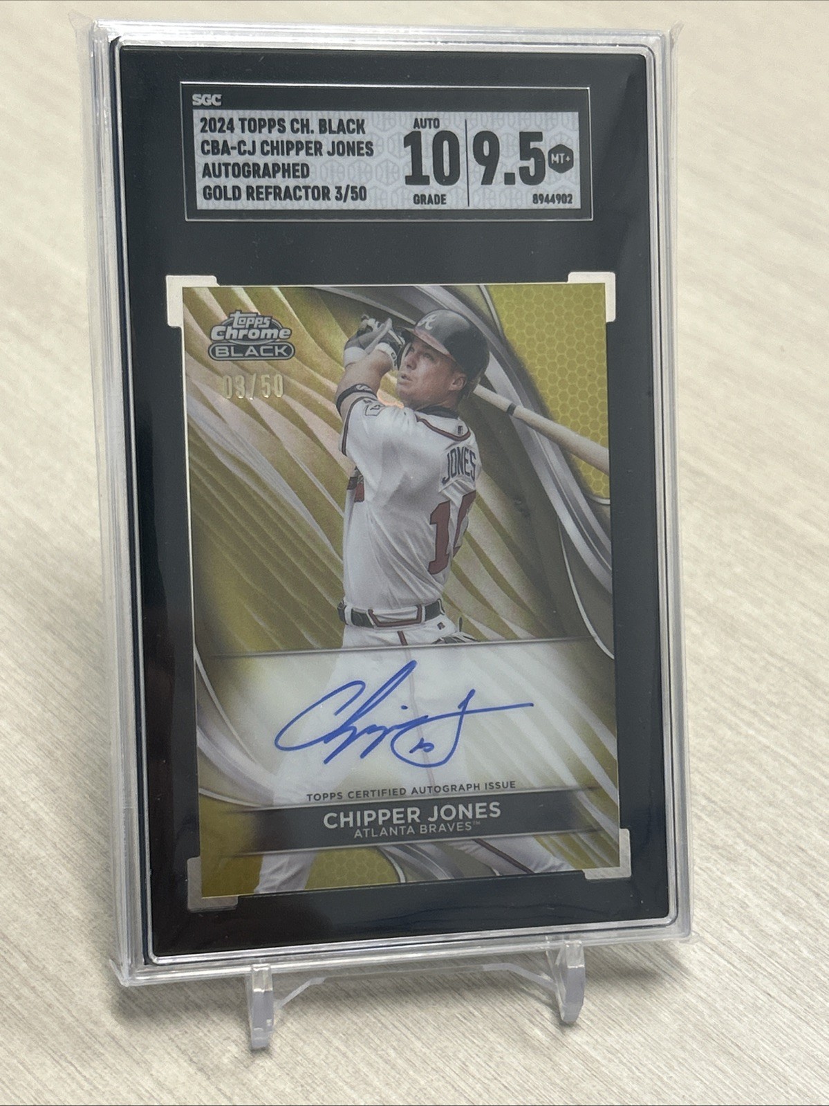 2024 Topps Chrome Black Gold Encased Auto Braves Chipper Jones /50 SGC 10/9.5