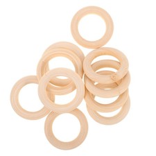 10Pcs Natural Wooden Rings for Crafts Durable Khaki Wood Circles for DIY