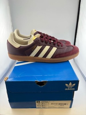 TRIED ON Adidas Samba OG Maroon Gold Metallic ID0477 Size 10 WITH BOX