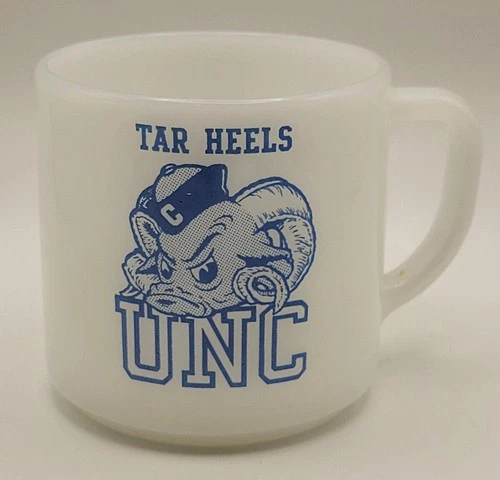 Vintage UNC Tar Heels Federal Glass Coffee Mug Milk North Carolina