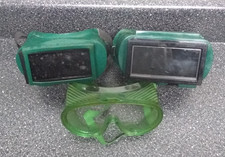 Vintage Welding-Safety Goggles Green Flexible Head Band Lot of 3