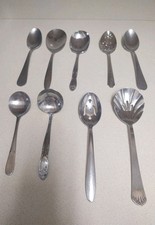 Serving Spoons Mixed Maker Stainless Steel Flatwear Lot of 9