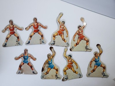 8 Vintage GOTHAM Pro League Basketball Table Game Pieces Players Solid Metal