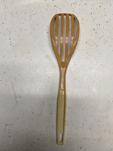 Foley Slotted Spoon Poached Egg Scoop 11" blending spoon whipping Beige vintage - Picture 4 of 6