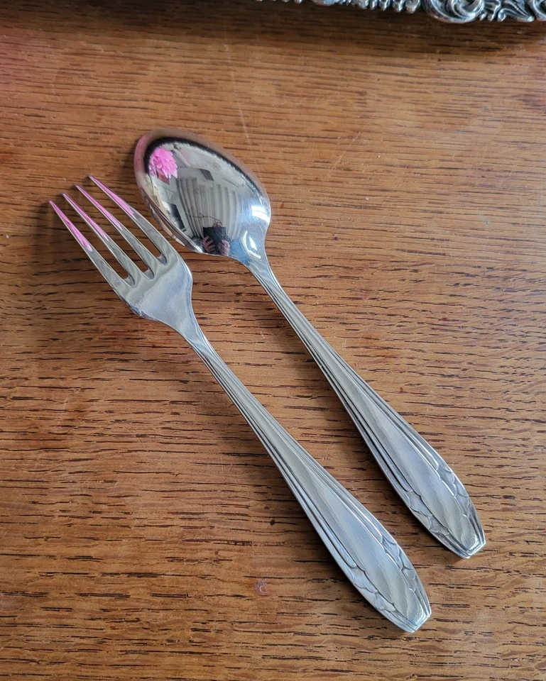 Couverts de Baptême en métal argenté APOLLO cuillère et fourchette - Photo 3/4