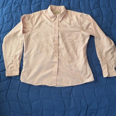 Vintage L.L. Bean Shirt Women's 20 Pink Plaid Button Collar Long Sleeve