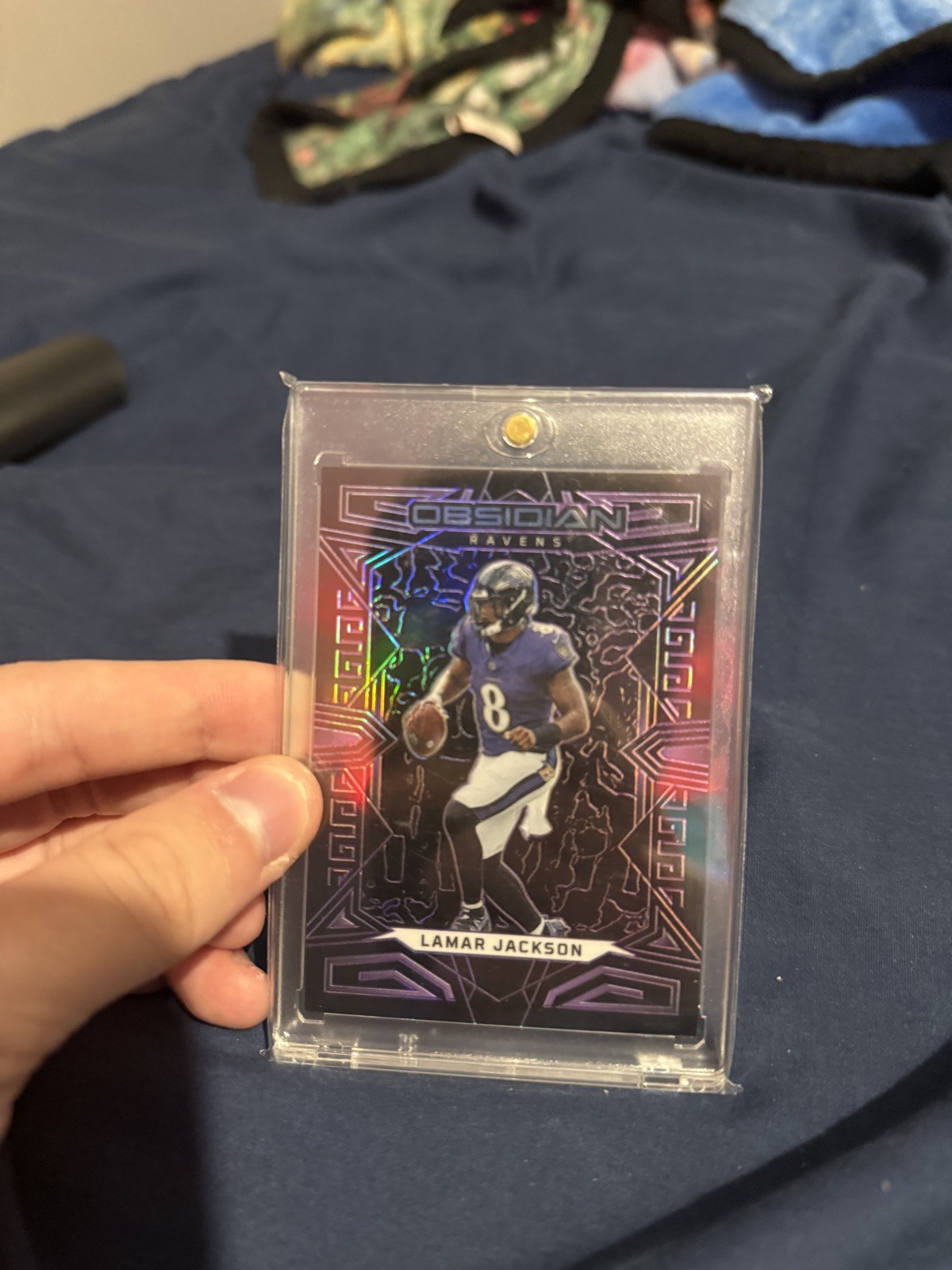 2023 Panini Obsidian #7 Lamar Jackson - Purple Electric Etch /75 Ravens