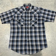 Vintage Plains Western Wear Size M Shirt Retro Pearl Snap Short Sleeve Black
