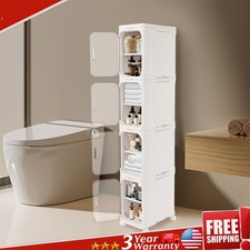 4 Tier Bathroom Storage Cabinet Foldable Rolling Organizer Cabinet with Wheels