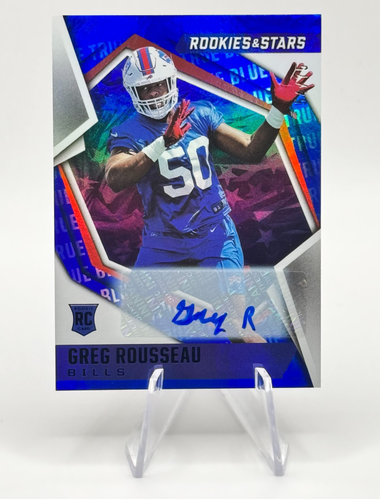2021 Panini Rookies & Stars Greg Rousseau True Blue Rookie  Auto /75 RC #172