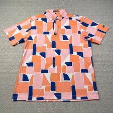 Bad Birdie Polo Shirt Men's XL Colorful Geometric Golf Performance Short Sleeve