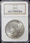 1934 Peace Dollar MS-64 NGC VIDEO