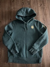 Carhartt Women's Relaxed Fit Midweight Logo Graphic Hoodie Teal Medium 8-10