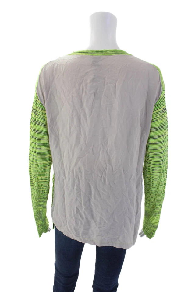 Top Pullover Missoni Mujer Estampado Rayas Manga Larga Cuello Redondo Verde Talla M Foto 3 de 4