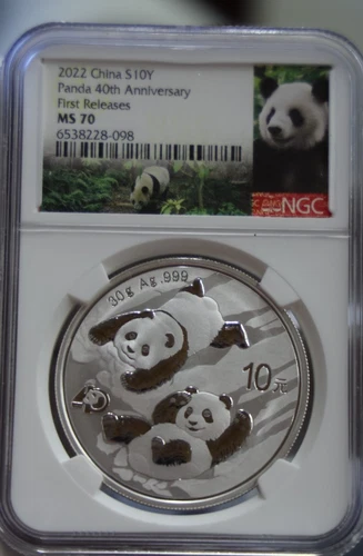 2022 China 30 Gram Silver Panda NGC MS70 Panda Label