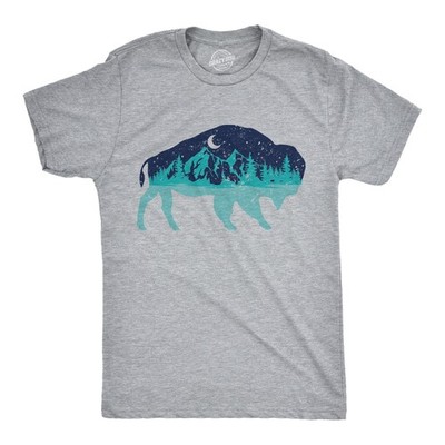 Mens Nature Bison T Shirt Funny Cool Outdoor Lovers Buffalo Tee for Guys
