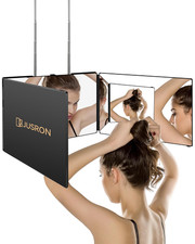 360 Viewing Angle Self Hair Cutting Mirror, Clear Anti-Fog HD Glass Black witho