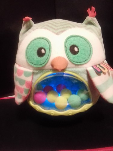 B Toys Owl Be Back Plush Light-Up Music Sounds Roly Poly Developmental Cute Toy