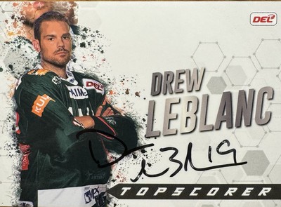 DEL 19/20 Drew LeBlanc Topscorer #437 Augsburg / Dresden  *signiert*