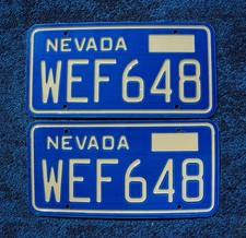 Vintage NEVADA License Plate Plates PAIR / SET - Unused