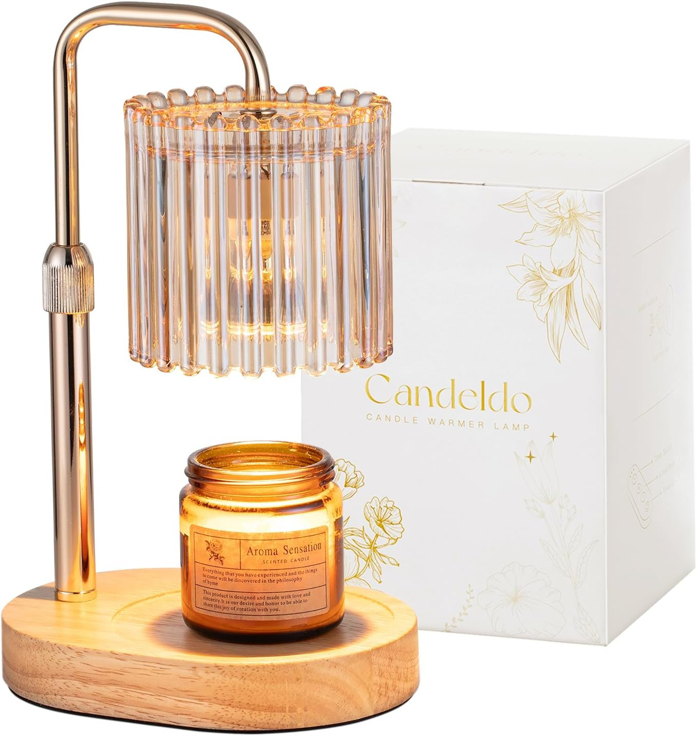 Candeldo Candle Warmer Lamp with Timer: Candle Warmer with 2 Bulbs Height Adjust