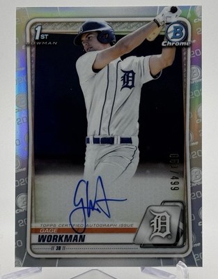 2020 Bowman Chrome Auto GAGE WORKMAN Refractor /499 #CDA-GW Detroit Tigers K