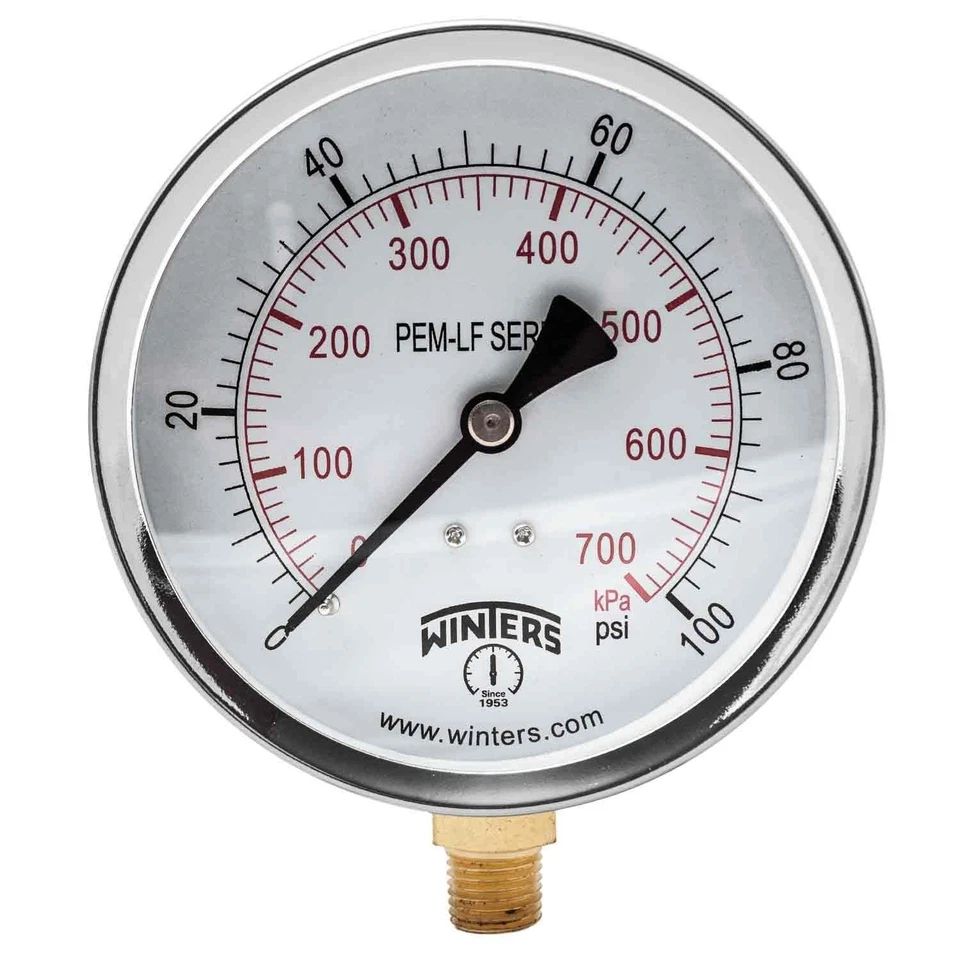 High Accuracy Water Pressure Gauge, 4" Dial, Brass Internals - Image 2 of 2