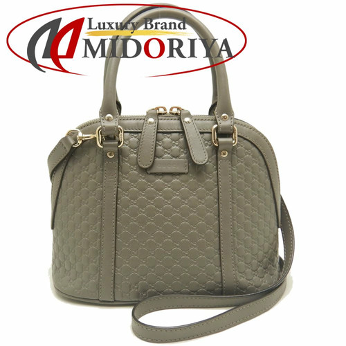 Gucci Micro 2Way 449654 Handbag Leather Gray Outlet Ladies /253302 Used