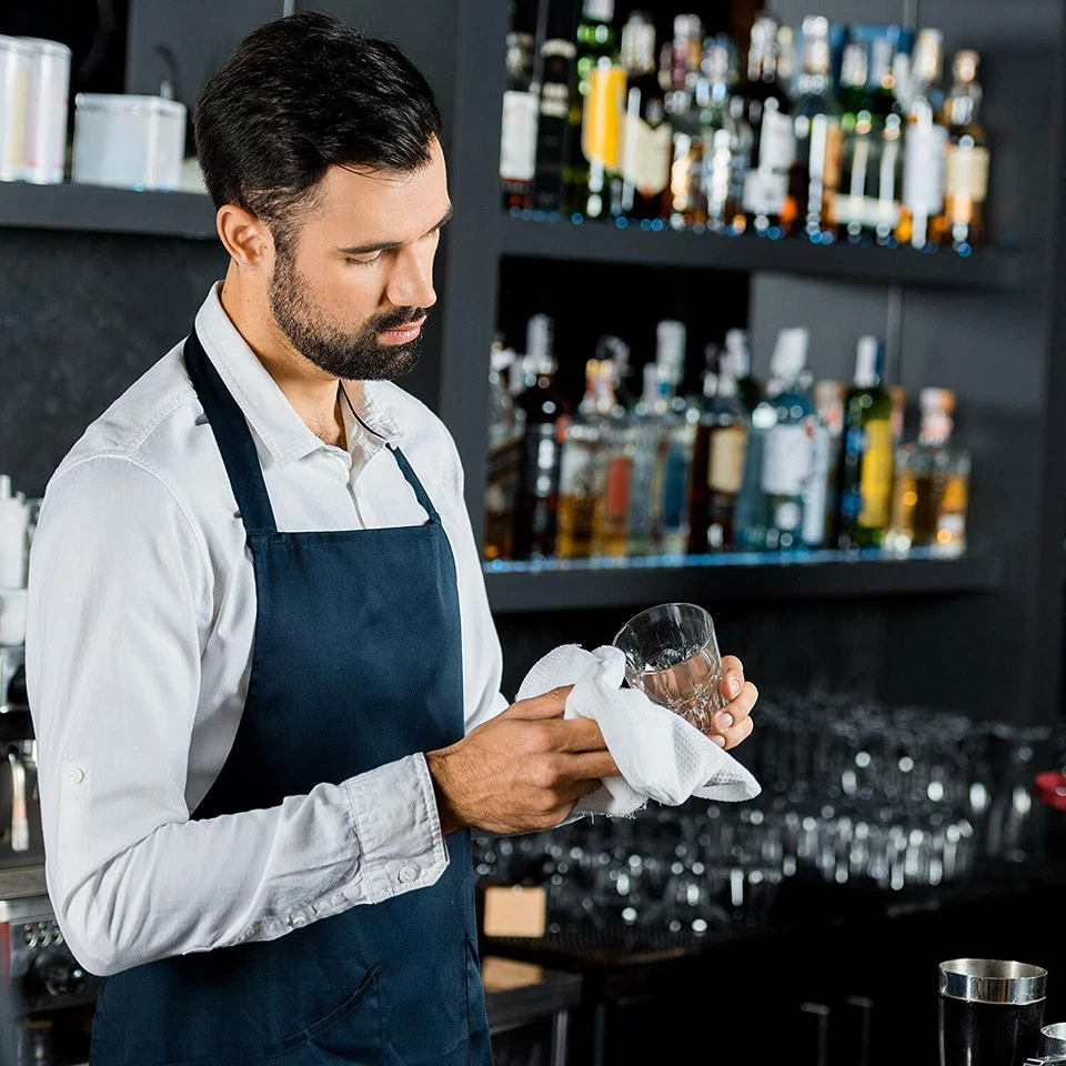 Paquete de 12 toallas de cocina de algodón blanco para fregona de bar 16x19. Foto 3 de 4