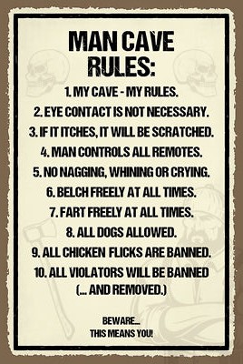 Blechschild 18x12 Man Cave Rules my cave my rules Wand Deko Bar Kneipe Sammler G