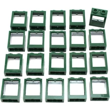 TCM BRICKS Dark Green 1x2x2 Window Flat Front w/Glass X20 Compatible Parts 