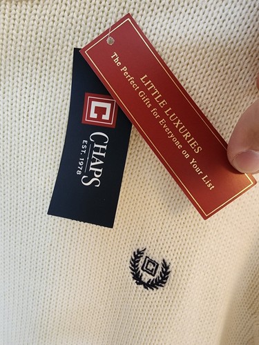 Suéter Chaps Ralph Lauren Blanco Tejido con Cable Nuevo con Etiquetas Talla XL - Imagen 4 de 6