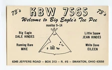 QSL Radio Card From Swanton Ohio KBW 7565