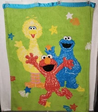 Vintage Sesame Street Toddler Blanket - Elmo & Friends 40 x 53 inches Big Bird
