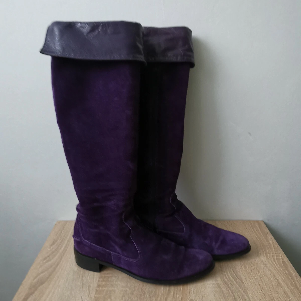 Russell Bromley Purple Suede Swish List Suede Over Knee High