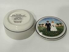 Bride  Groom Anniversary Love Porcelain Lidded Round Trinket Ring Box Jewelry  