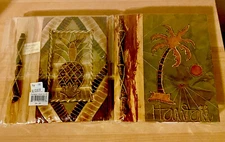 2 Handmade Bamboo Photo Albums Palm and Pineapple Leaf Hawaii 16x18” New Sealed