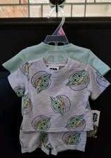 NWT Star Wars The Mandalorian Baby Yoda Grogu Tshirts  Shorts Set 0-3 Months