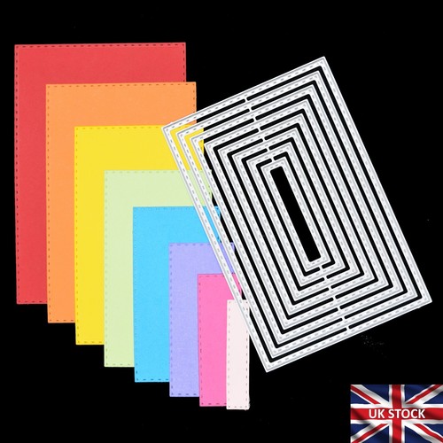 Nest of 8 Rectangle Stitch Patterned Metal Cutting Dies, Card Making, Crafts E3 - Picture 2 of 9