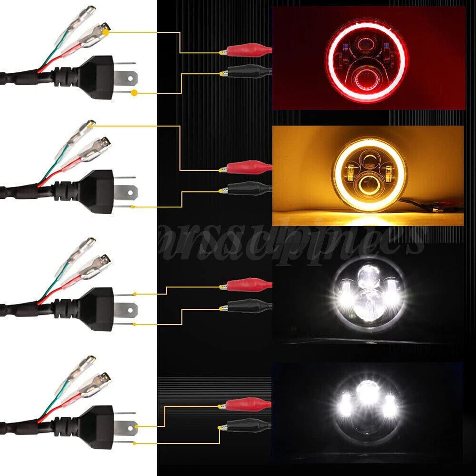 For Chevy C10 C20 C30 Pickup Camaro Pair 7" Round LED Headlights Red Halo DRL Foto 2 de 4