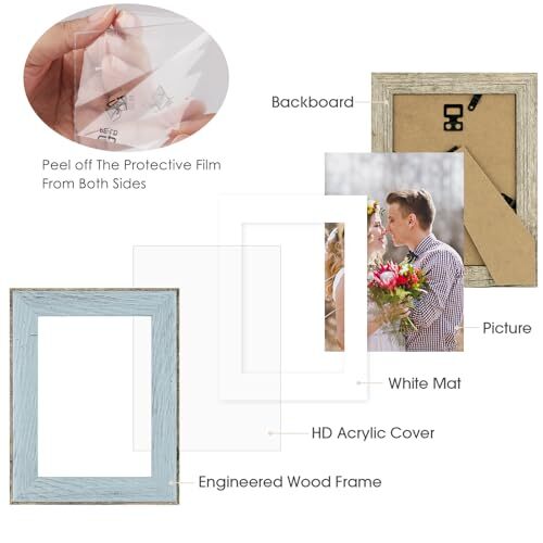 Picture Frame Matted Rustic Photo Frames Gallery Wall Frames Set of 3 - Picture 6 of 11