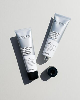 Acure Resurfacing Overnight Glycolic Treatment 1 Oz w/Free Gift