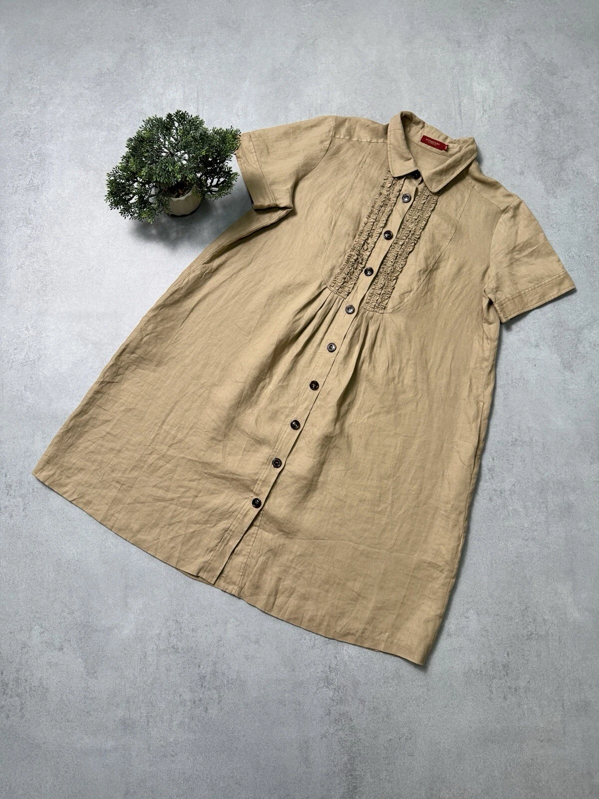 Abito estivo midi Burberry London beige lino taglia 46