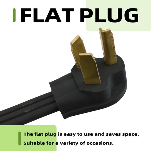 3 Prong Dryer Cord 4 FT 10/3 SRDT 30A Flat Plug Appliance Extension Black - Picture 3 of 7