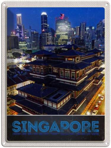 Sheet metal sign 30x40 cm Singapore city Asia skyscraper Ind - Picture 1 of 5