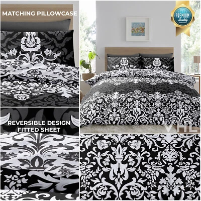 GAVENO CAVAILIA 4 Pcs Printed Complete Set Damask Duvet Cover Bedding & Fitted Sheet Pillowcases