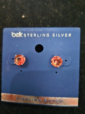 Silverworks Sterling silver stud earrings. pinkish/ orange NWT