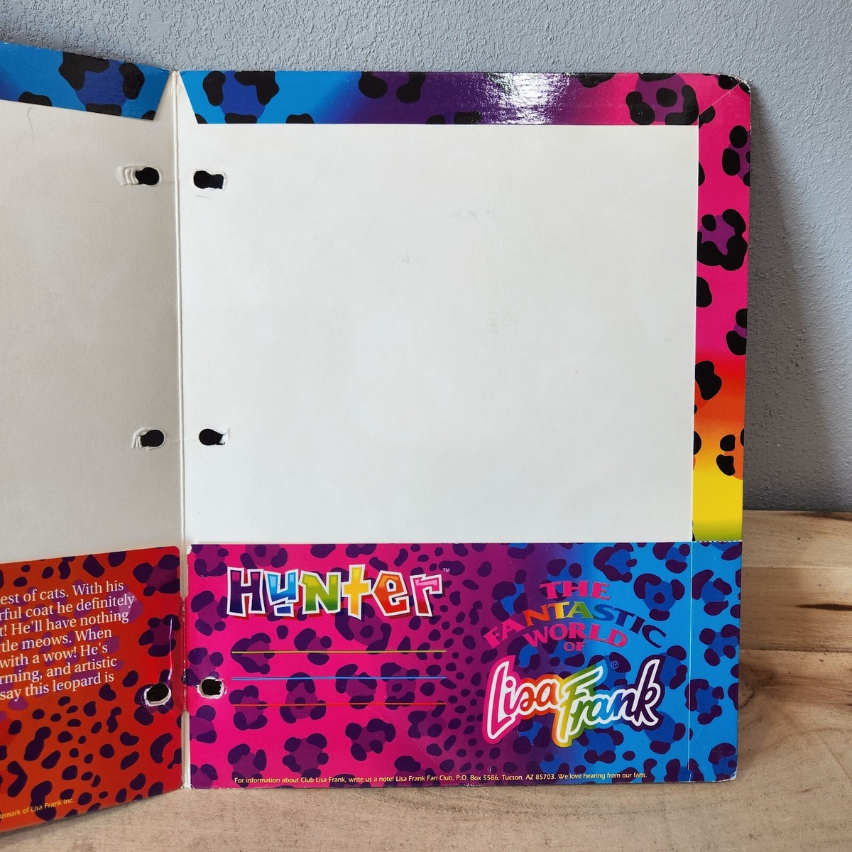 Vintage Lisa Frank Pocket Folder HUNTER Leopard Pocket Portfolio